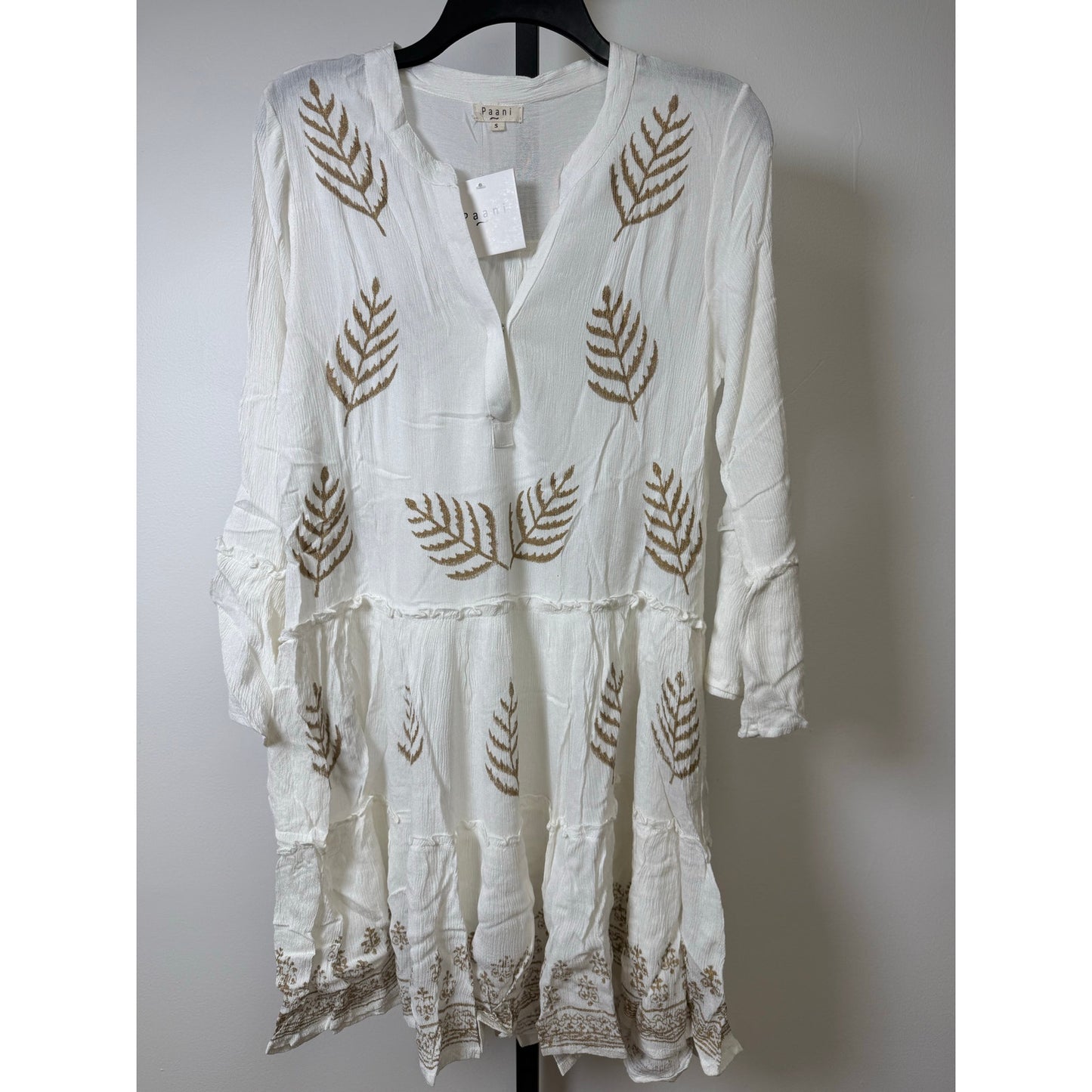 White Boho Embroidered Dress – NWT