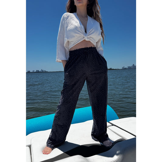 Rhinestone drawstring lounge pants