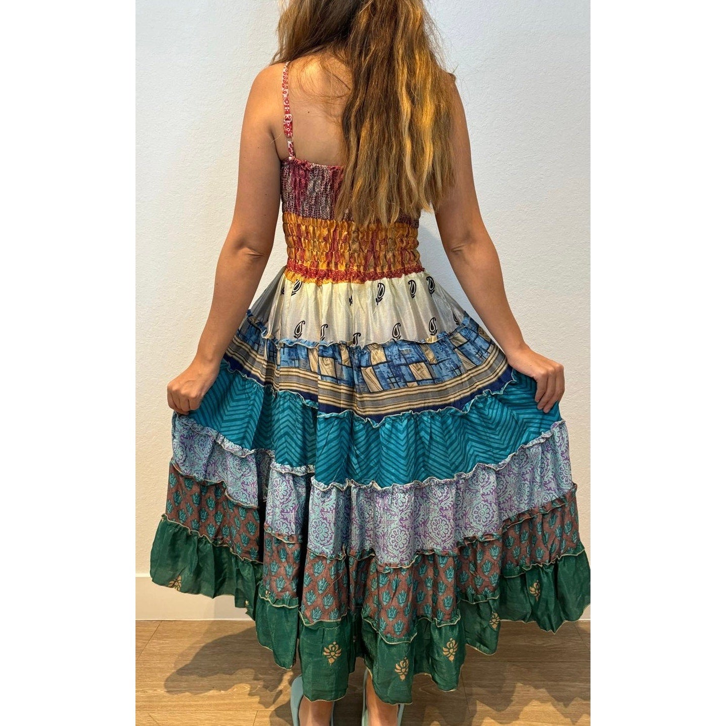 Multi-patch maxi Bohemian Dress