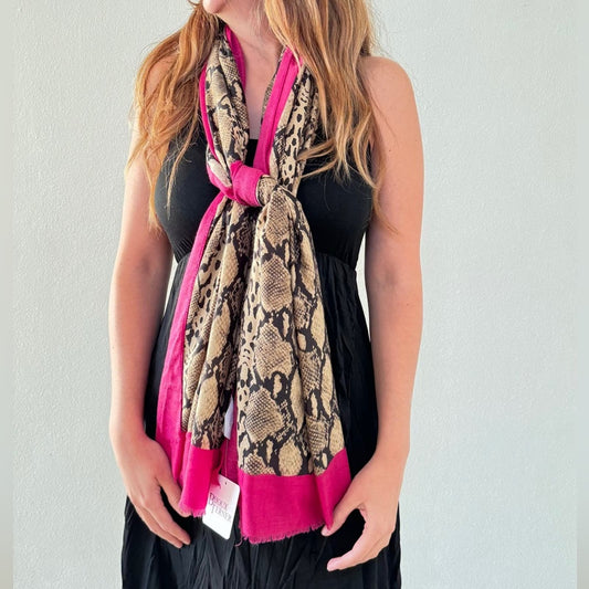 Bijoux Terner Snake Skin Print Shawl- Scarf