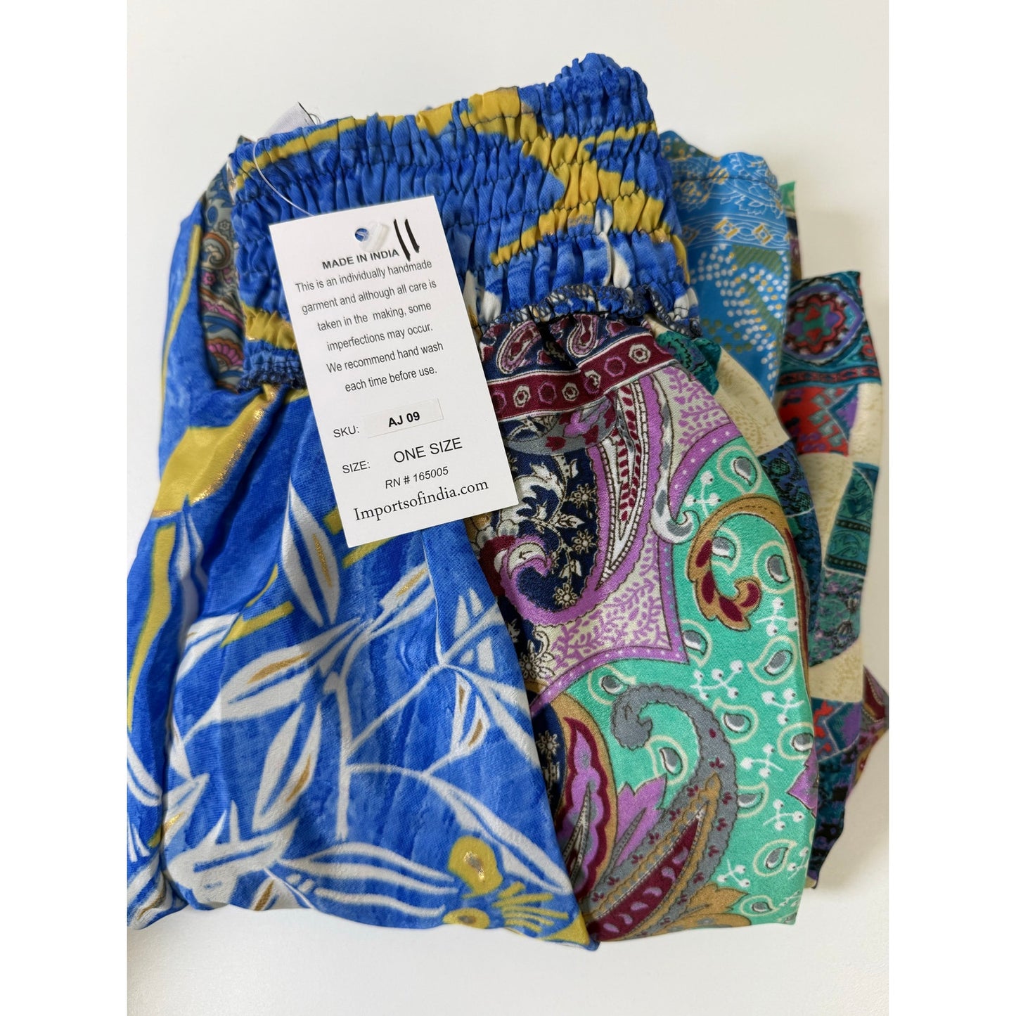 Mixed-print wide-leg trousers- One Size 100% Silk