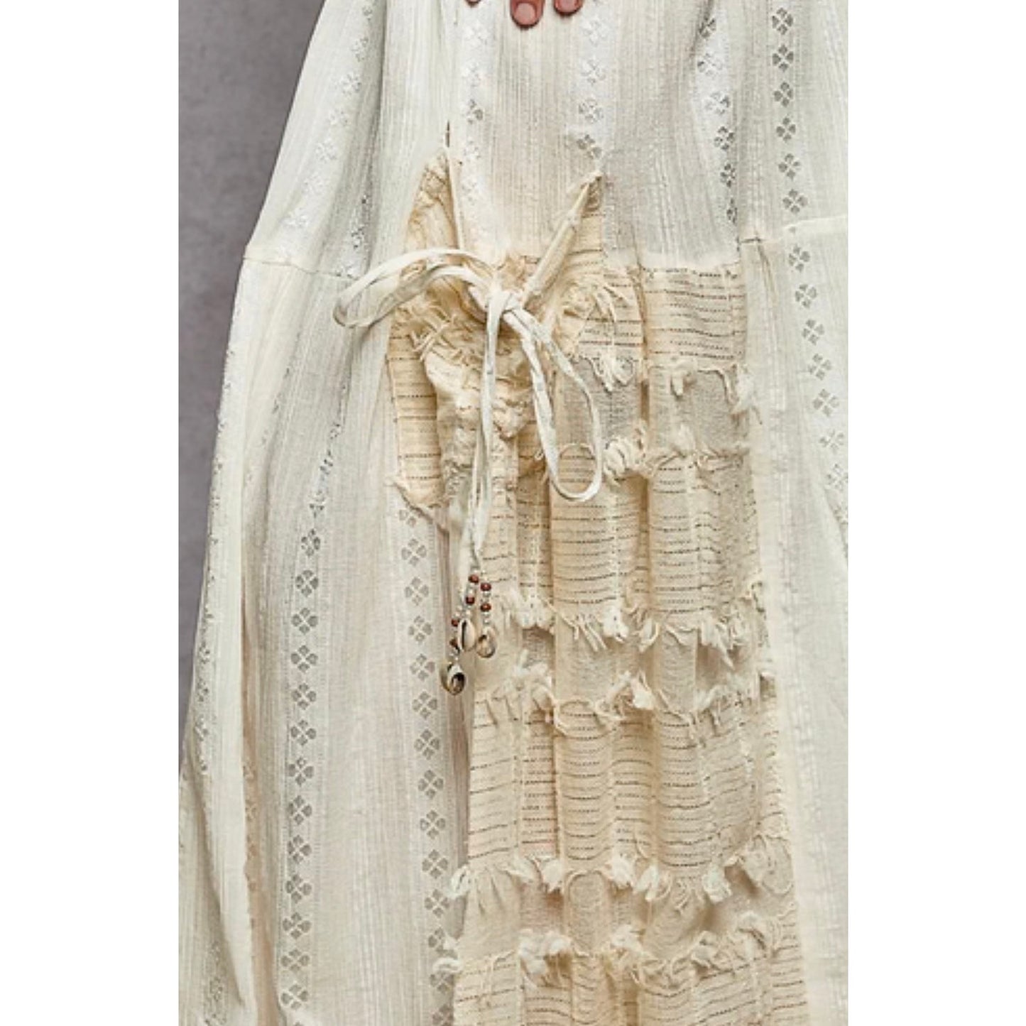 POL Mixed Fabric and Textured Pants in Natural