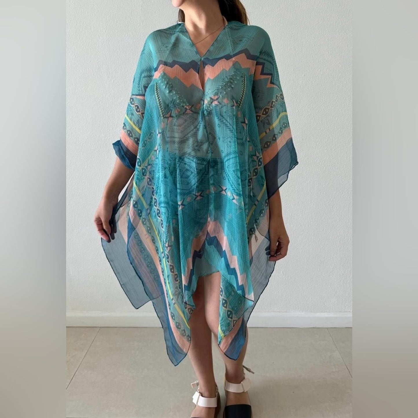 One size fits all chiffon poncho