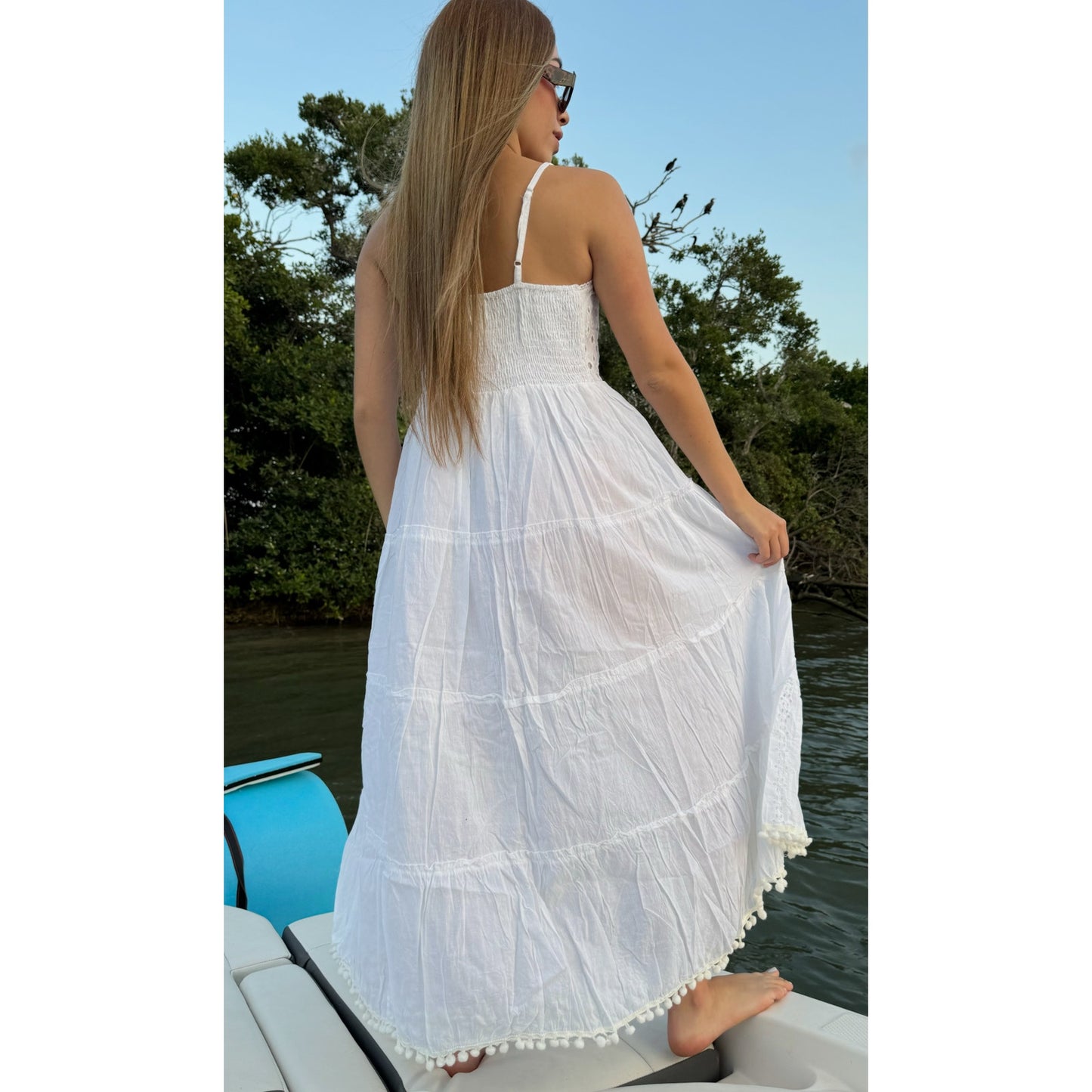 Trendy Dresses for Women White Casual Dress Sleeveless Long Dress