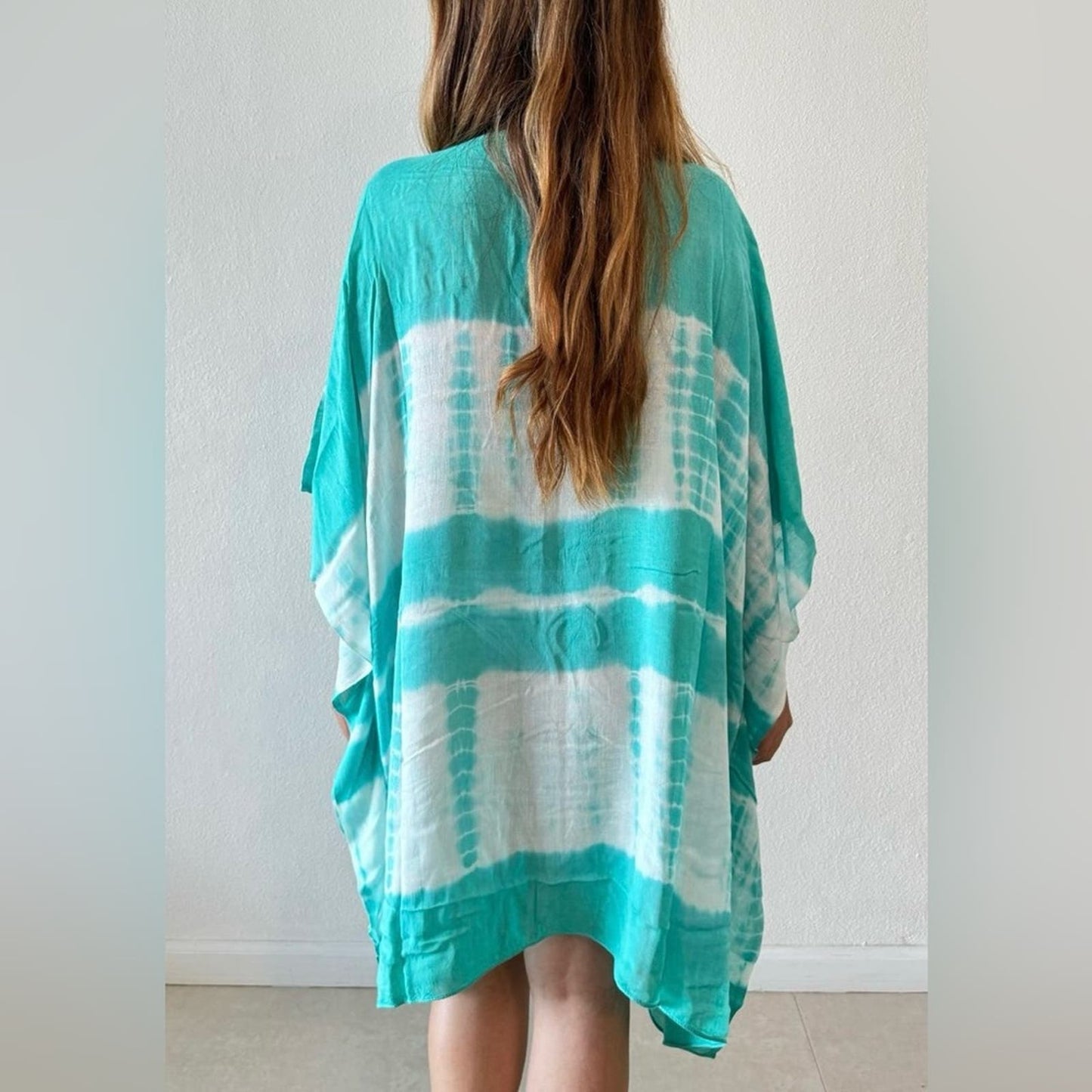 Teal tie dye beachwear cover up