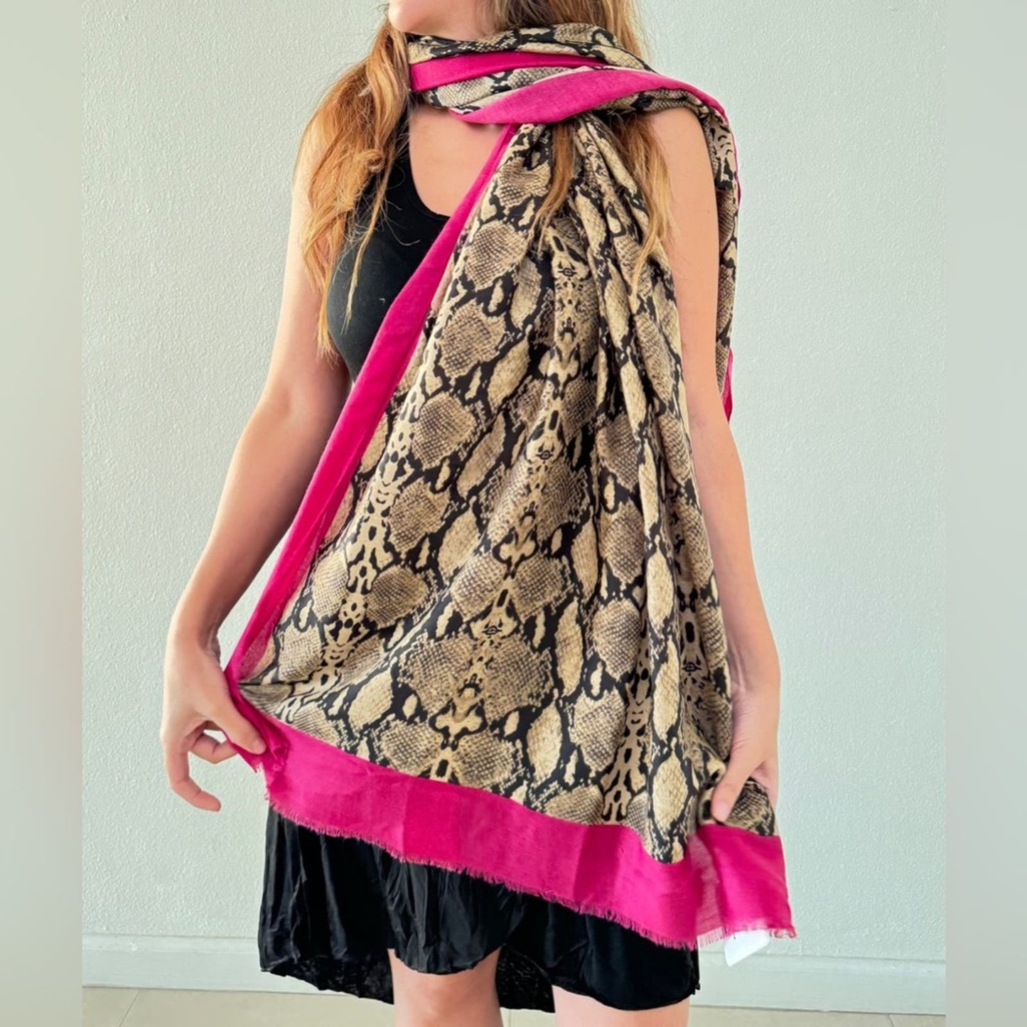 Bijoux Terner Snake Skin Print Shawl- Scarf