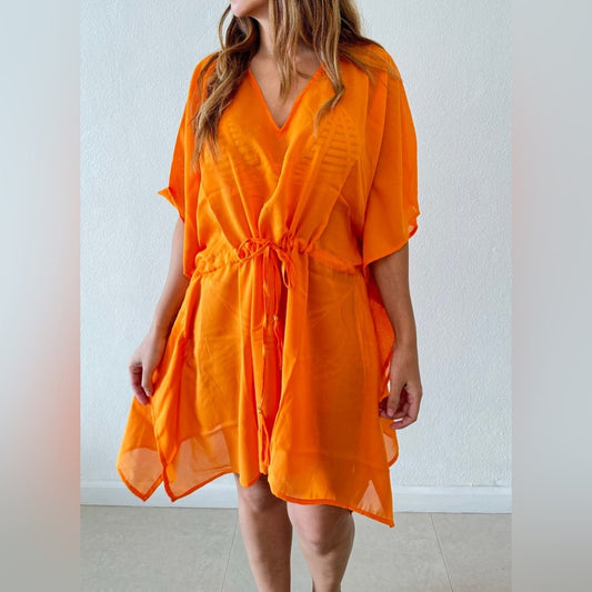 Bijoux Terner Solid orange beachwear cover up