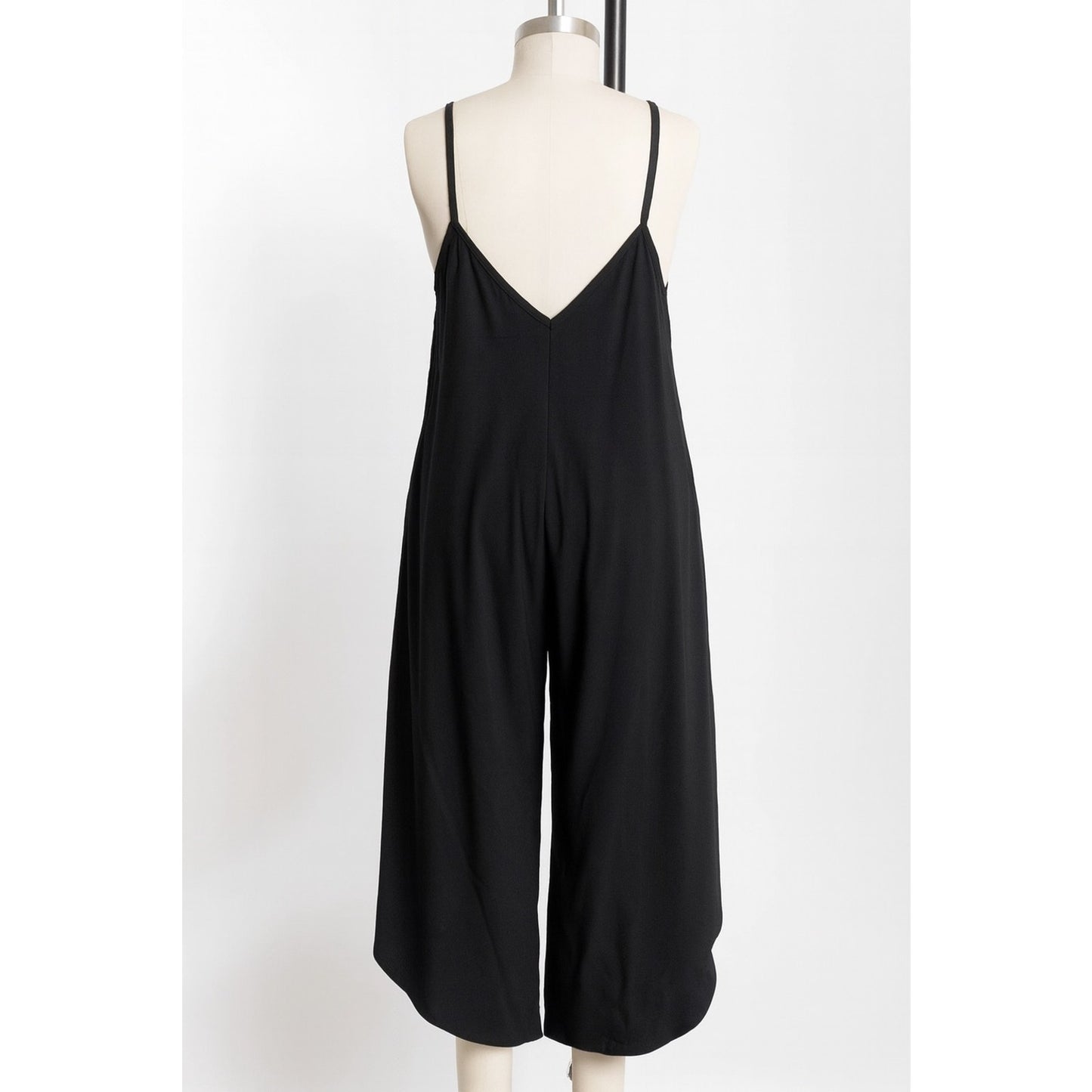 WASHED WOVEN SLOUCHY FITTED JUMPSUIT WITH CAMI STRAP. MADE IN USA