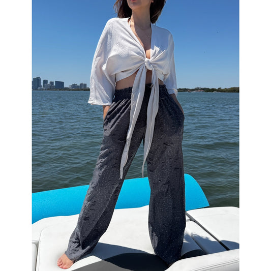 Rhinestone drawstring lounge pants