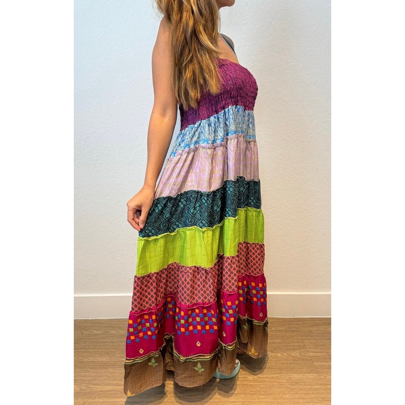 Multi-patch maxi Bohemian Dress