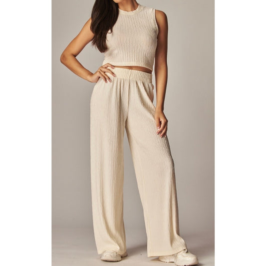 Crinkled Plisse Two-piece Lounge Set