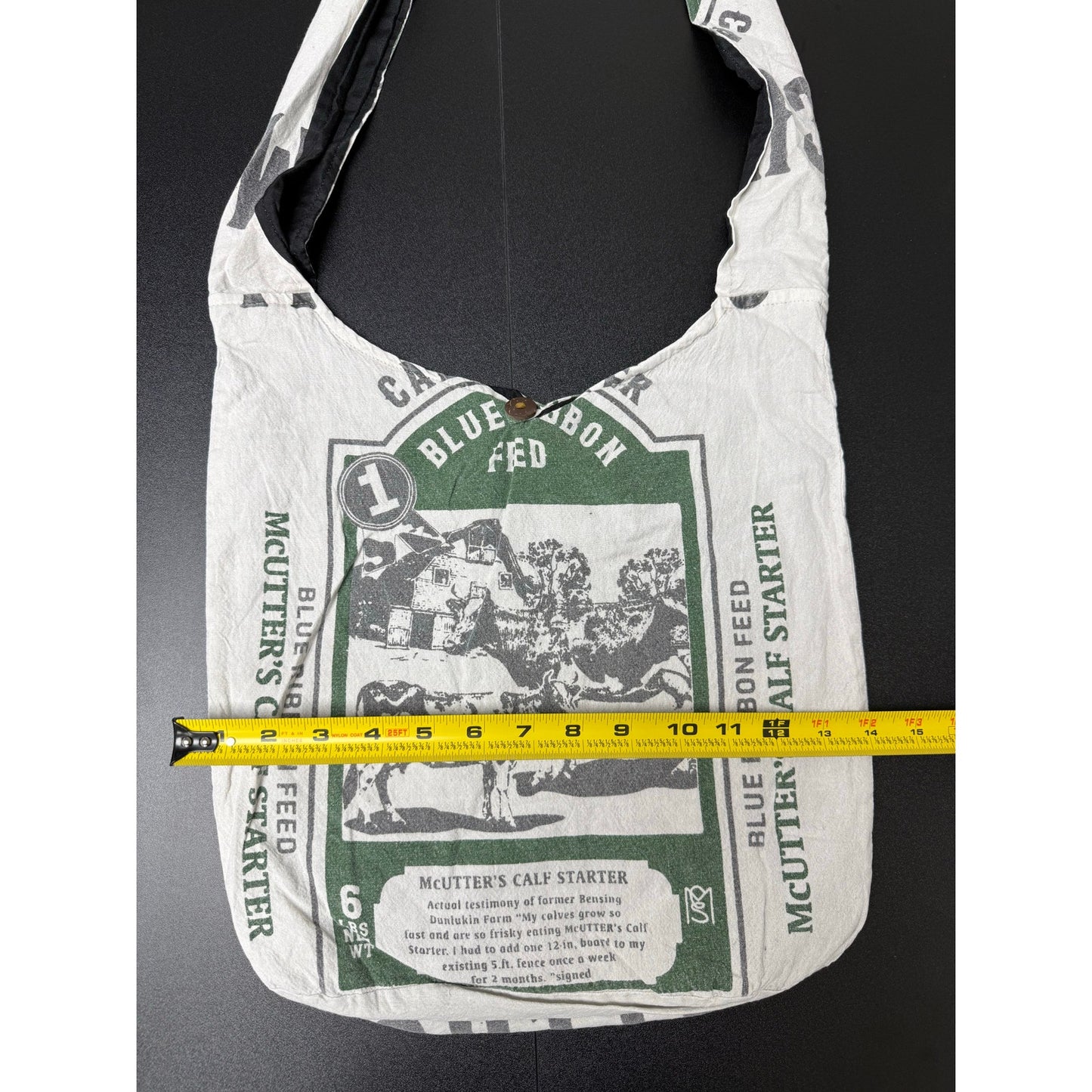Blue Ribbon Flour Sack Purse Bag Cotton Tote Vintage Look Feed Sack Cross Body