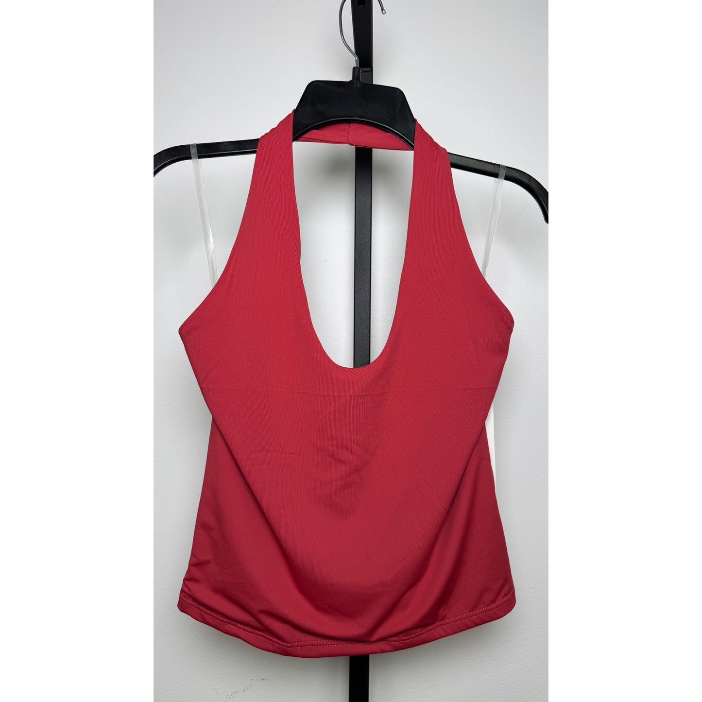 Contour Double Layered Round Neckline Open Back Top