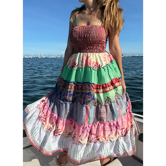 Multi-patch maxi Bohemian Dress