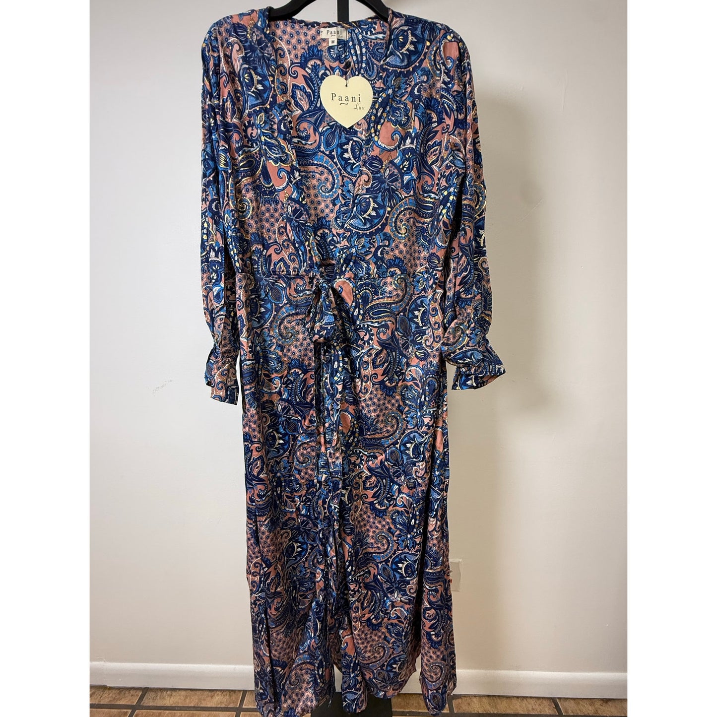Blue Paisley Open Kaftan Maxi Cover-Up