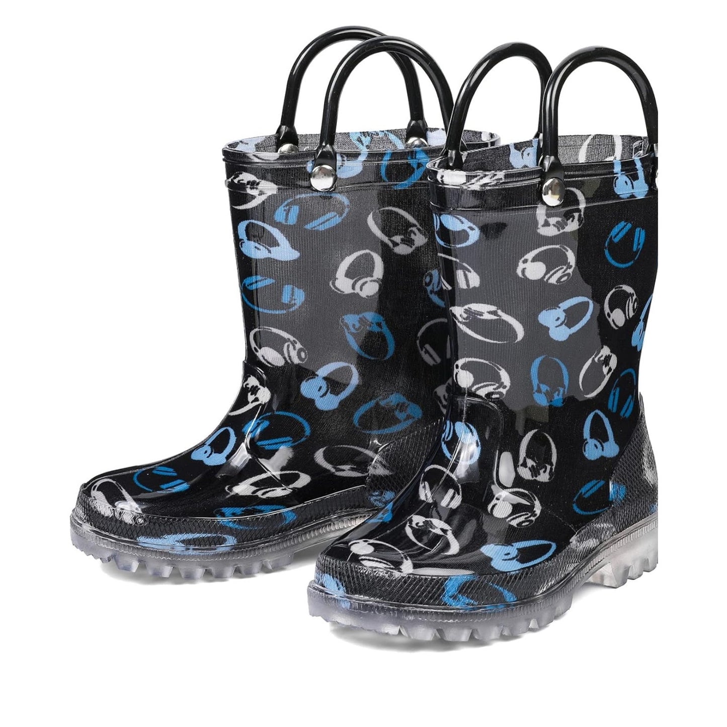 DKSUKO Toddler Light Up Rain Boots Waterprof Rubber Boots with Easy-on Handles.（7 toddler)