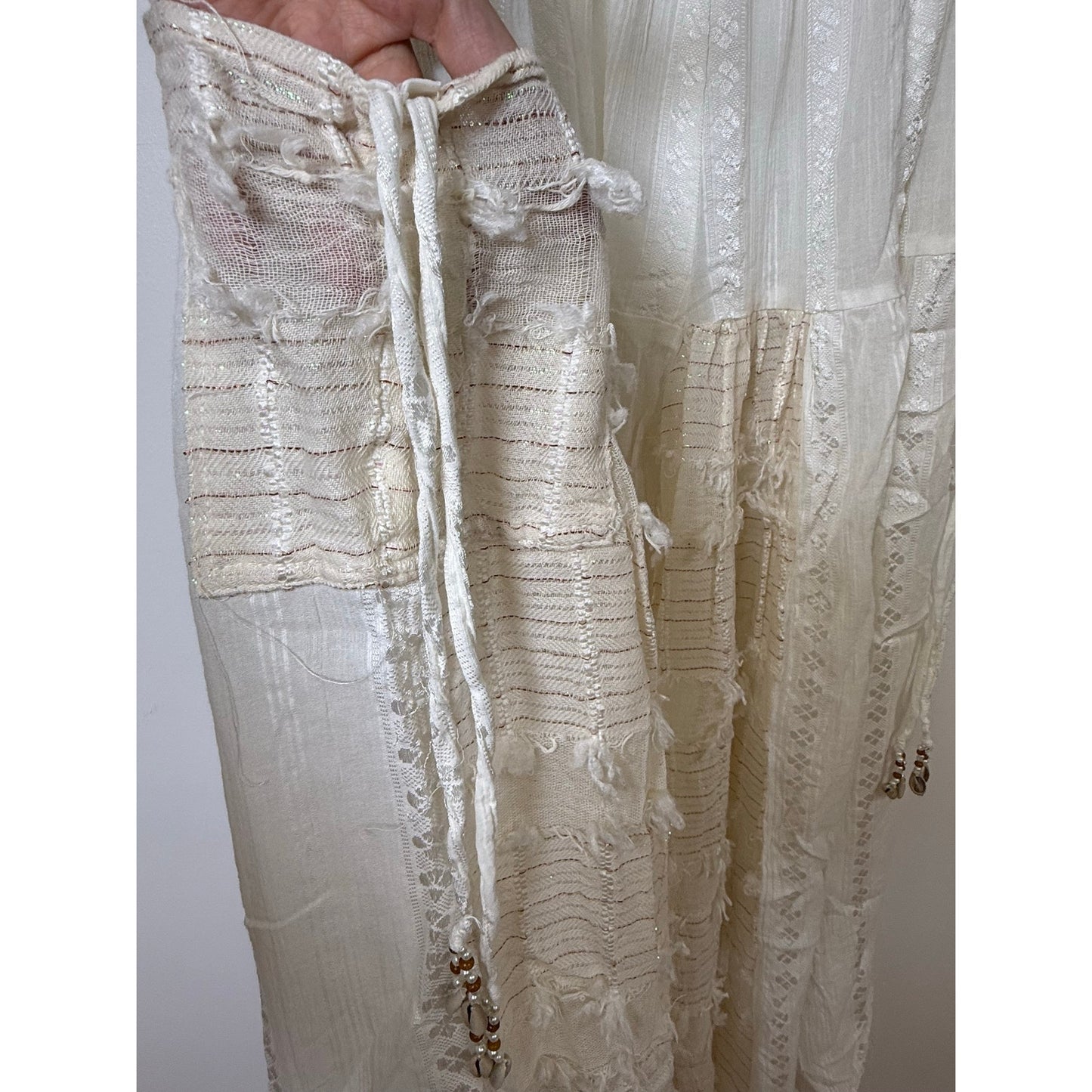POL Mixed Fabric and Textured Pants in Natural