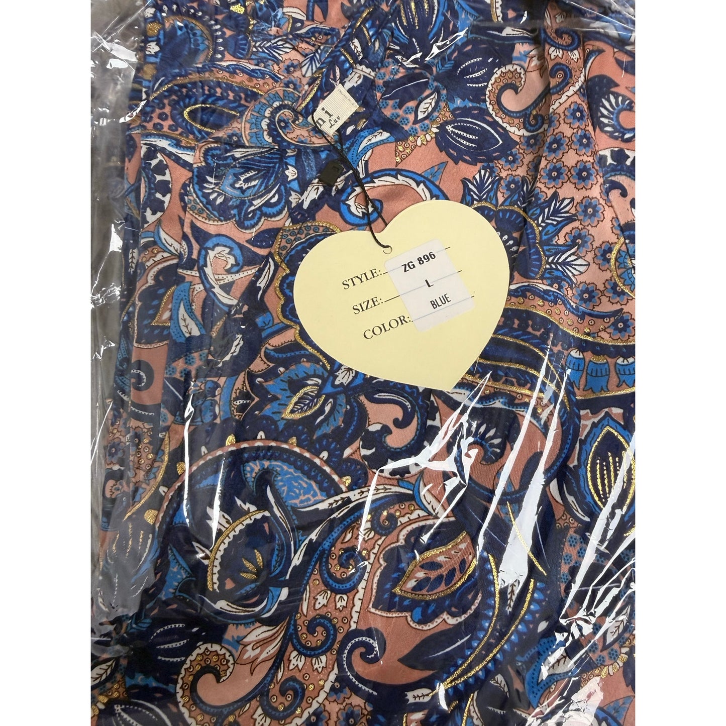 Blue Paisley Open Kaftan Maxi Cover-Up