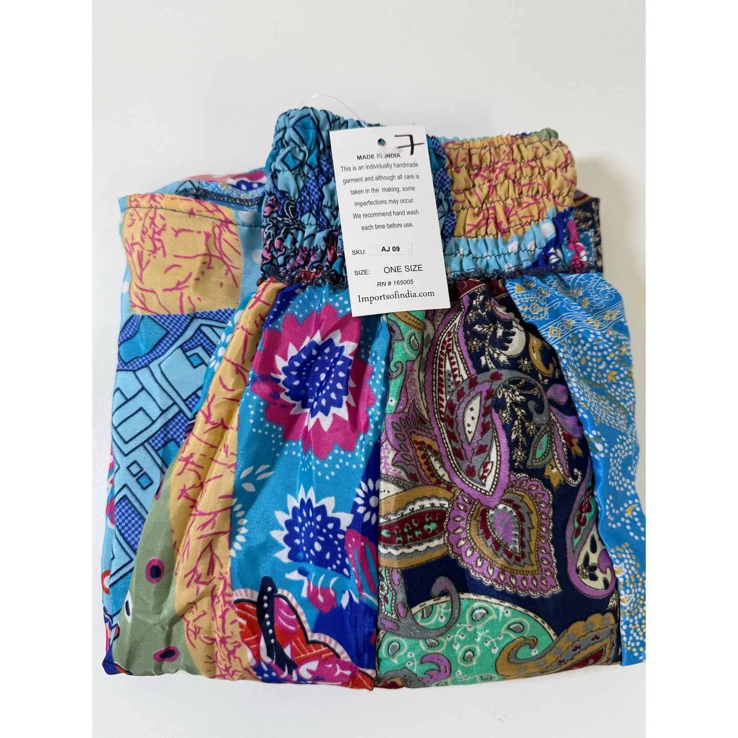 Mixed-print wide-leg trousers- One Size 100% Silk