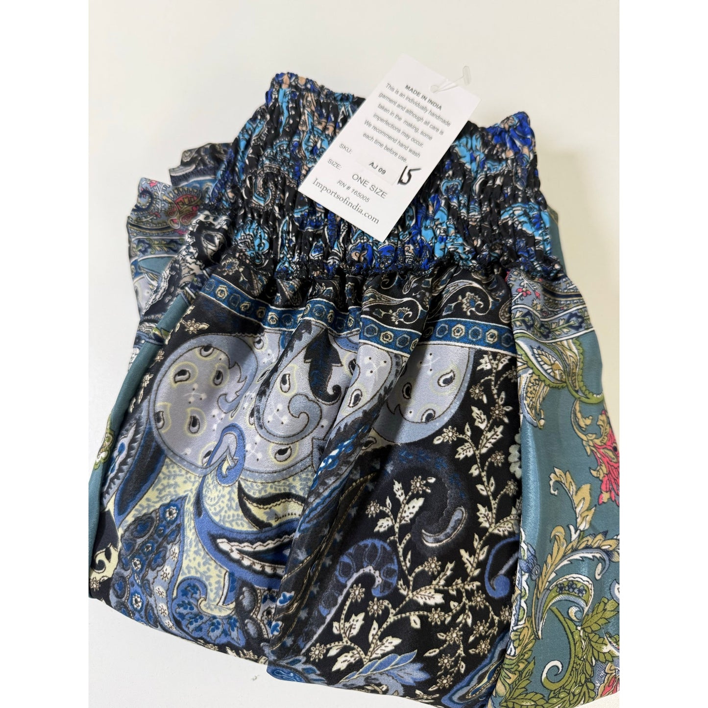 Mixed-print wide-leg trousers- One Size 100% Silk