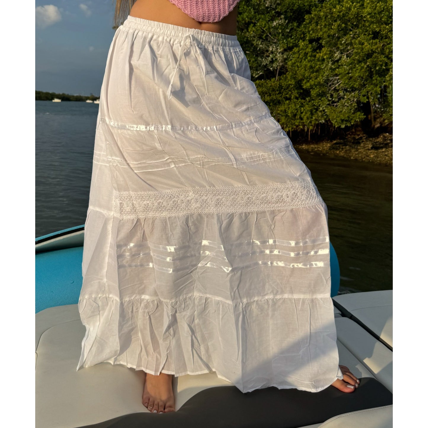 Women’s Long Cotton Lightweight Maxi Swimwear Cover-up Skirt