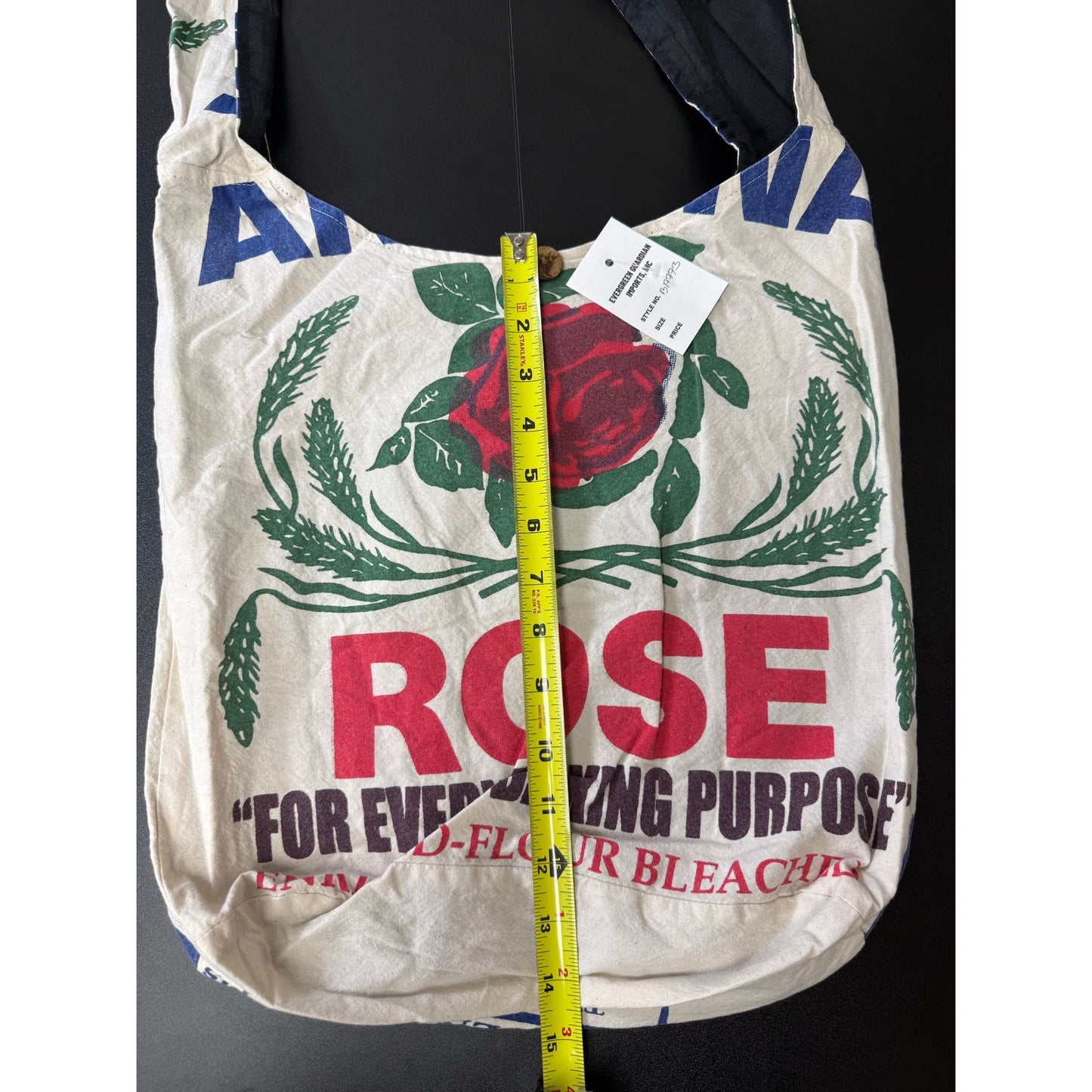 Rose Flour Sack Purse Bag Cotton Tote Vintage Look Feed Sack Cross Body