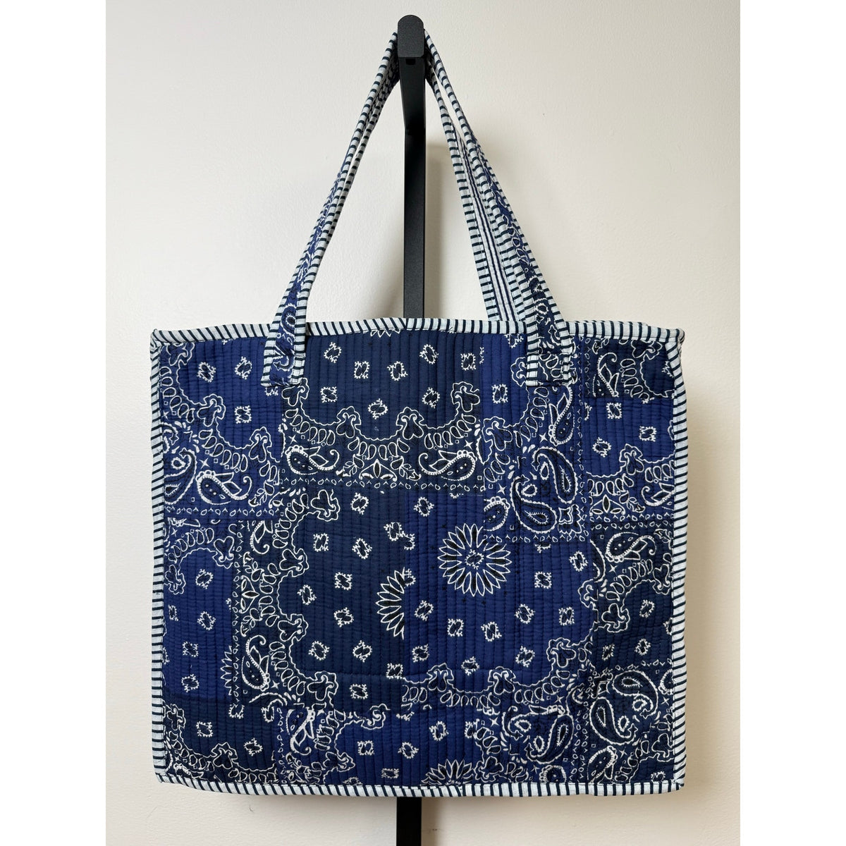 POL Quilted Bandana LOVE Tote Bag – Navy Blue