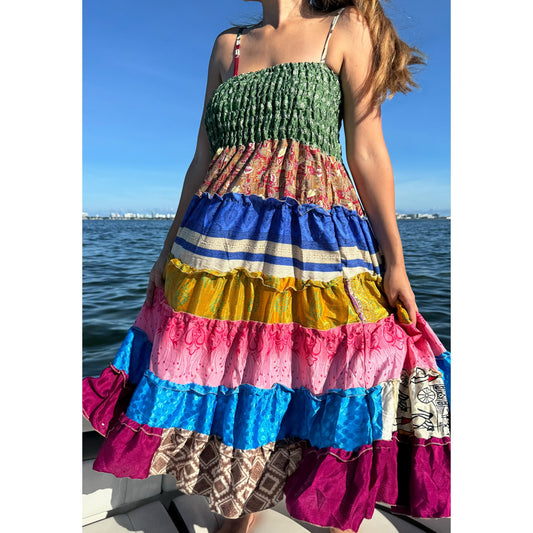 Multi-patch maxi Bohemian Dress