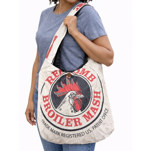 Broiler mash Flour Sack Purse Bag Cotton Tote Vintage Look Feed Sack Cross Body