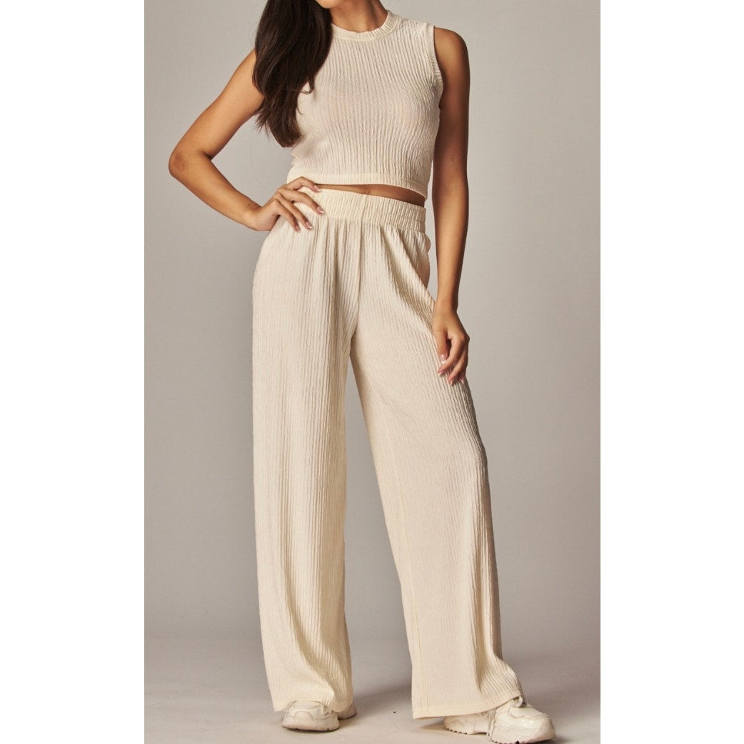 Crinkled Plisse Two-piece Lounge Set