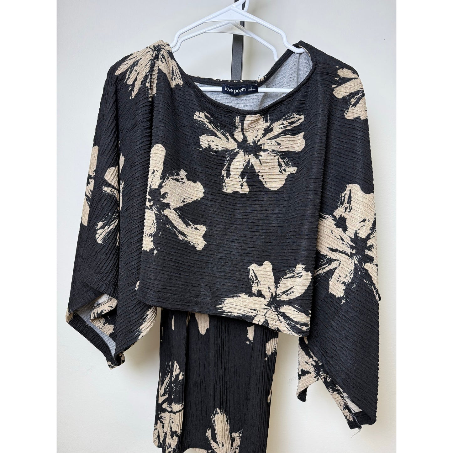 Print Crinkled Plisse Cape Kimono Luxury Pants Set