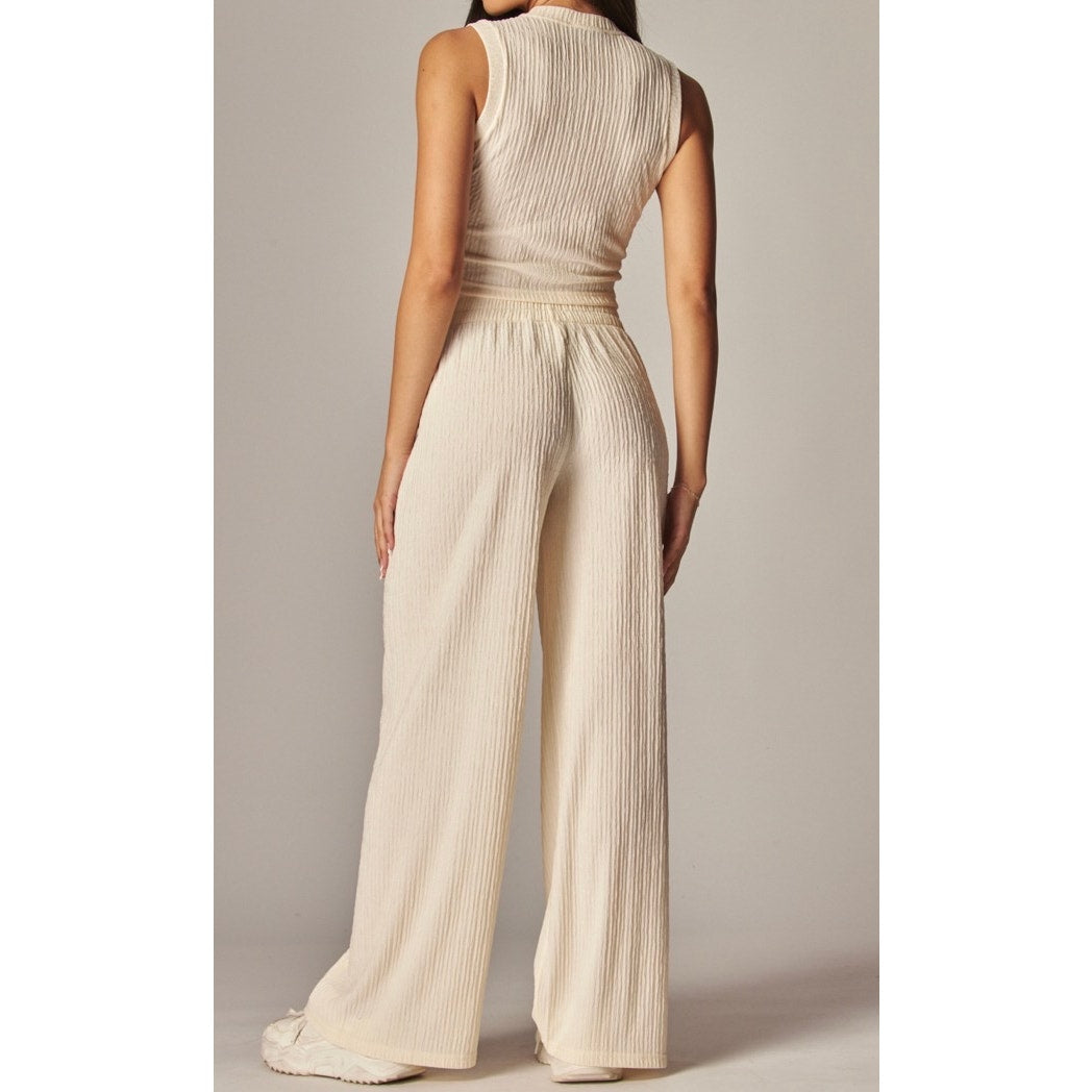 Crinkled Plisse Two-piece Lounge Set