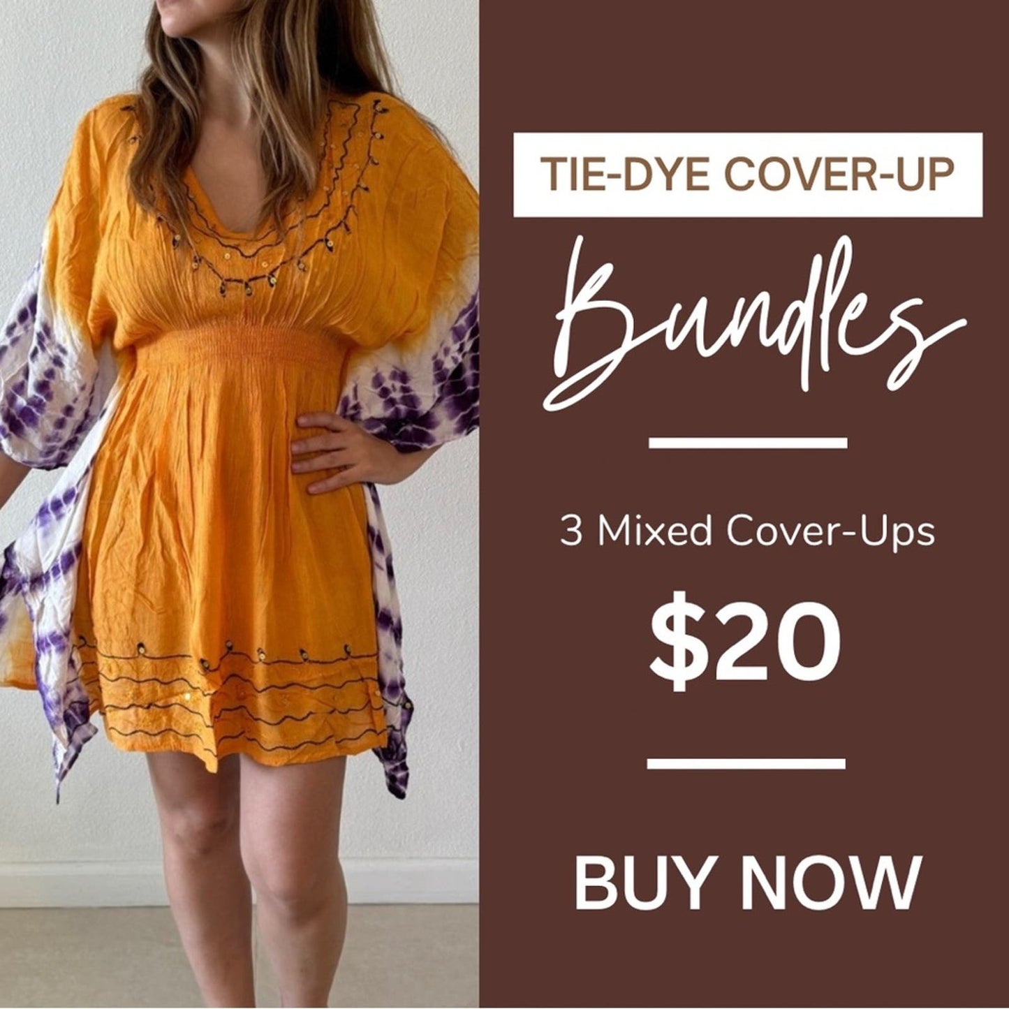 Bundle 3 Mixed colors tie-dye Cover-Ups all One Size