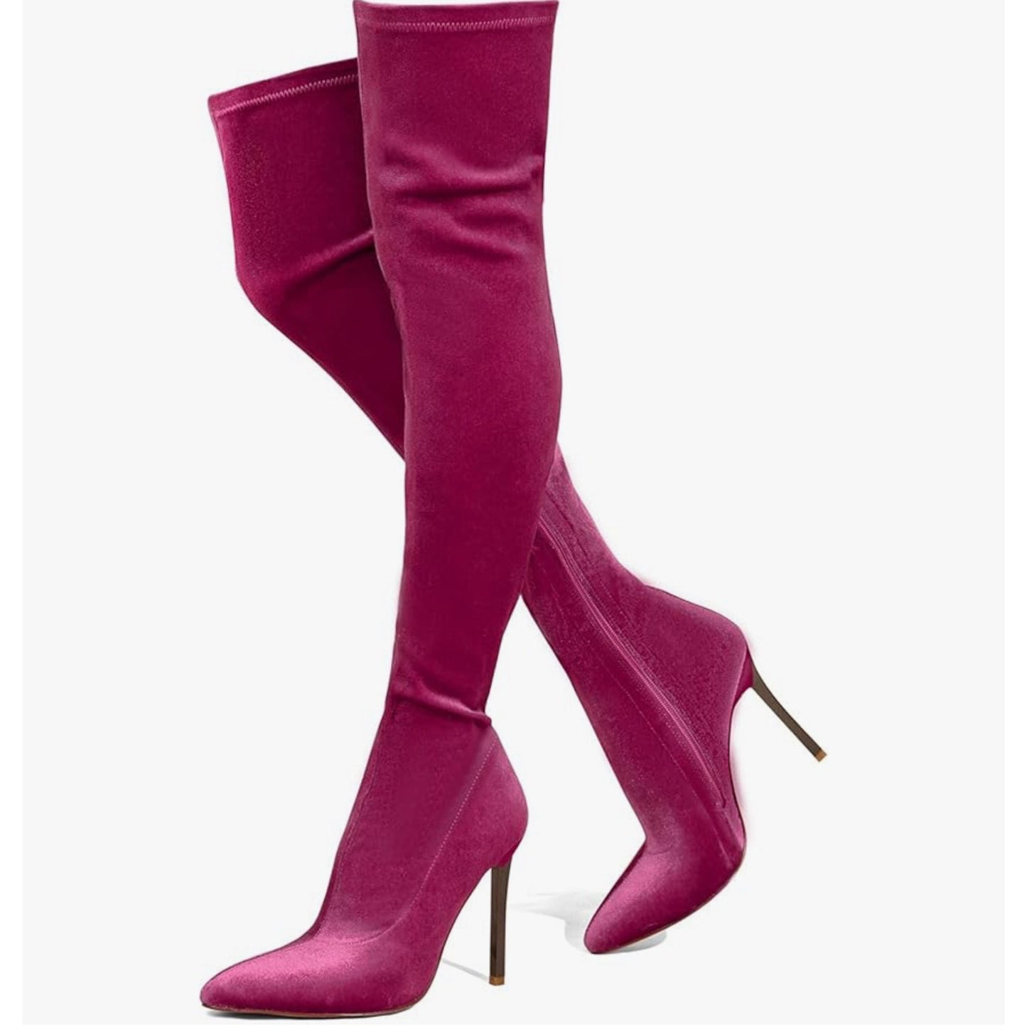 Cozivwaiy Thigh High Stretch Boots Pointed Toe Over Knee Boots Stiletto Dress