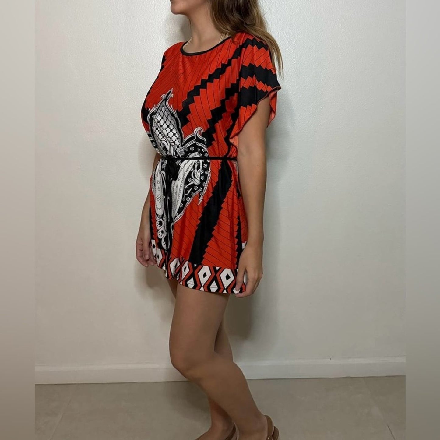 Mini black & orange dress cover up