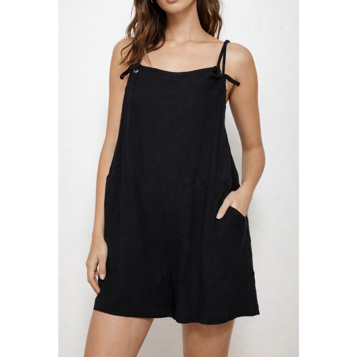 Black Open-Back Romper – NWOT