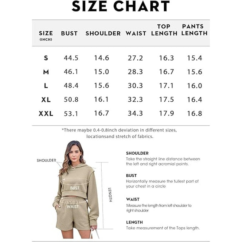 Fazortev Womens 2 Piece Outfits Cropped Hoodie Sweatshirt Lounge Shorts Casual