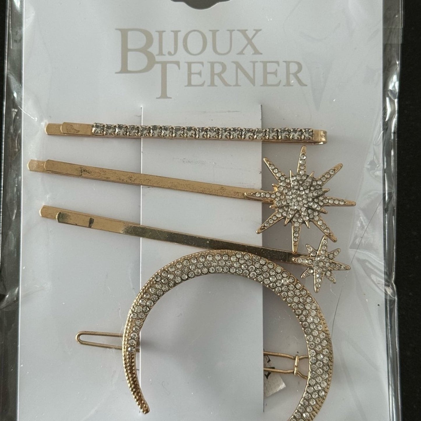 4 piece decorative barrette clips hair set (Gold)