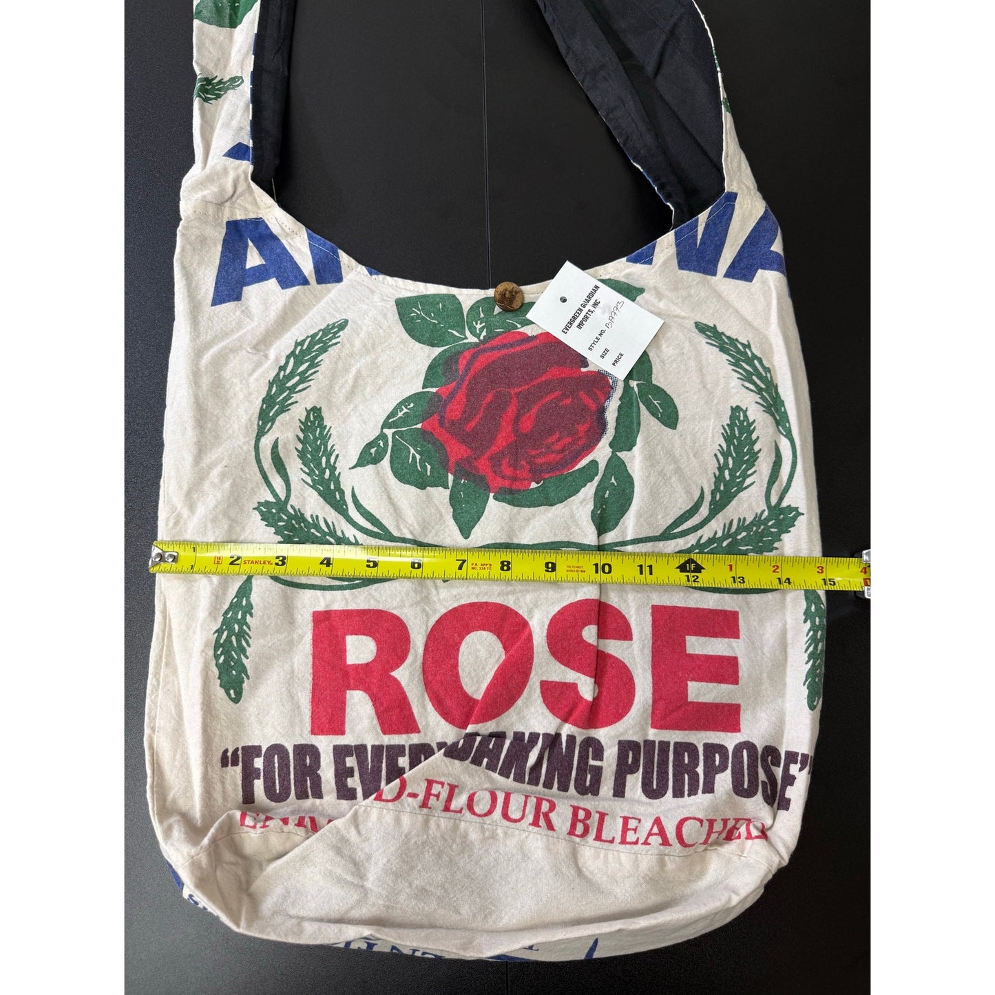 Rose Flour Sack Purse Bag Cotton Tote Vintage Look Feed Sack Cross Body