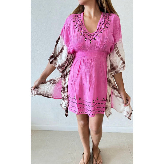 Women's Cover Up Short Sleeve Beachwear Coverups Loose V-Neck