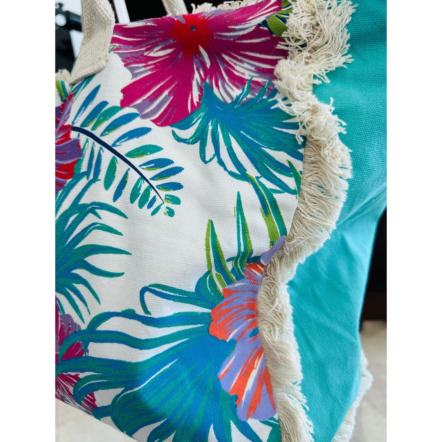 Beach Bag Tote, Ocean Floral Beach Bags Large Pool Bag Shoulder Travel Tote Bags With Zipper