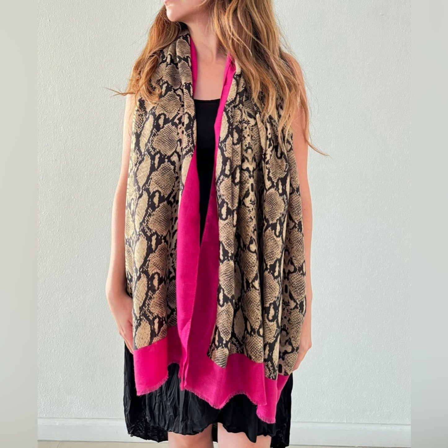 Bijoux Terner Snake Skin Print Shawl- Scarf