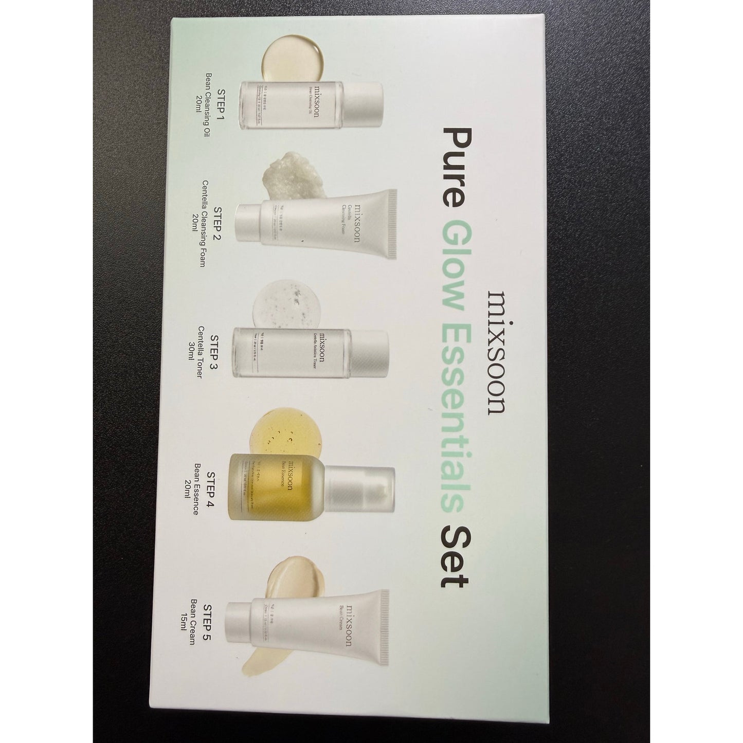 Mixsoon Pure Glow Essentials Set - 5-Step Skincare Kit - Travel kit, Travel size kit, Hydrating Skincare Gift Set (15ml*1+20ml*3+30ml*1) Korean Glass Skin Care
