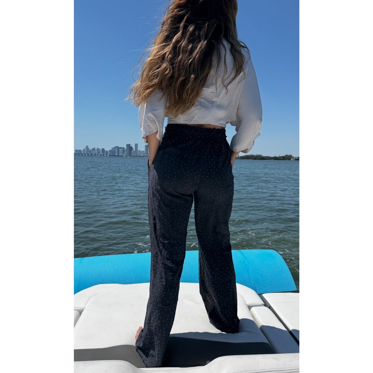 Rhinestone drawstring lounge pants