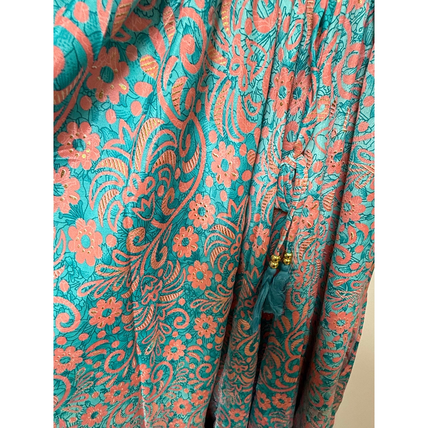 NWT 70% Silk 30% Polyester coral Maxi Dress Boho Halter