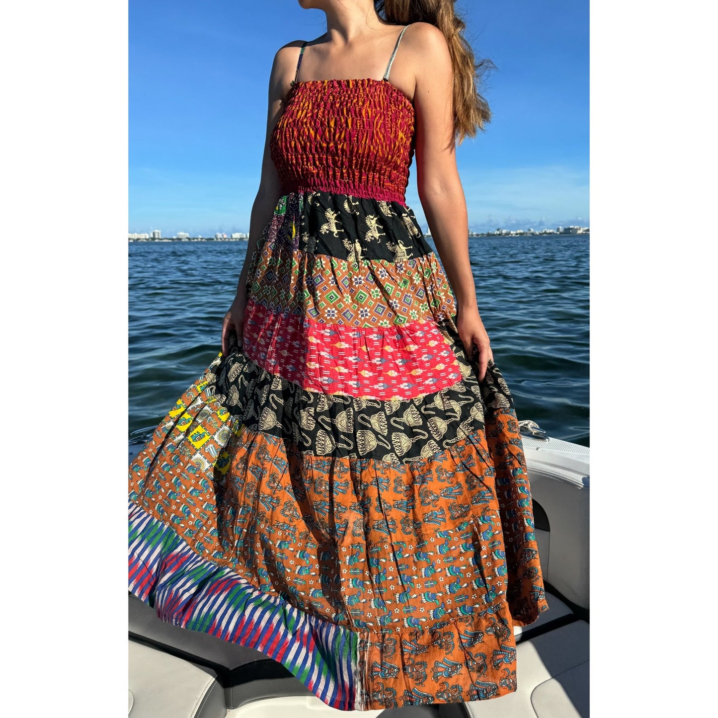 Multi-patch maxi Bohemian Dress