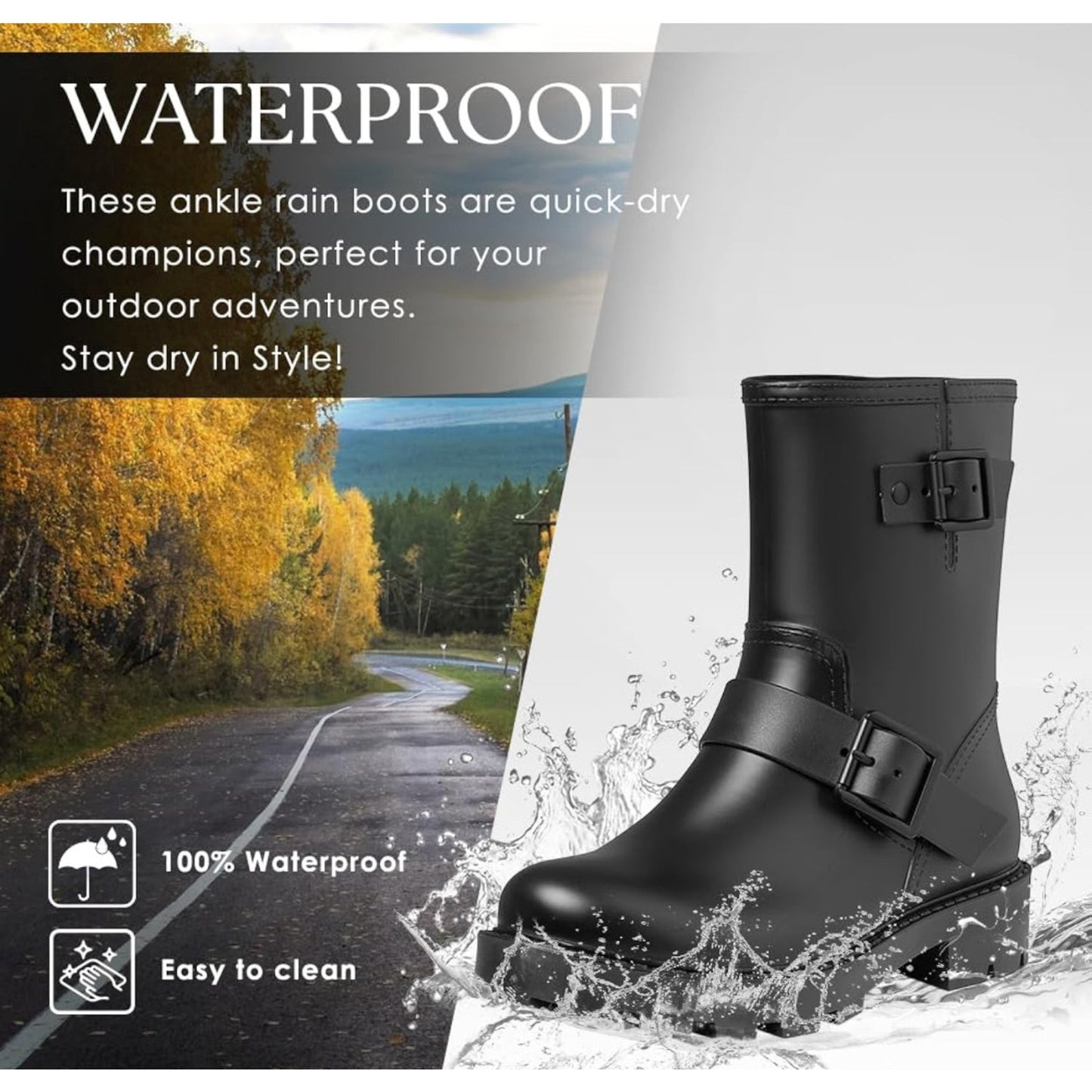 Oiamenne Rain Boots for Women Waterproof Hiking Shoes Work Shoes Women