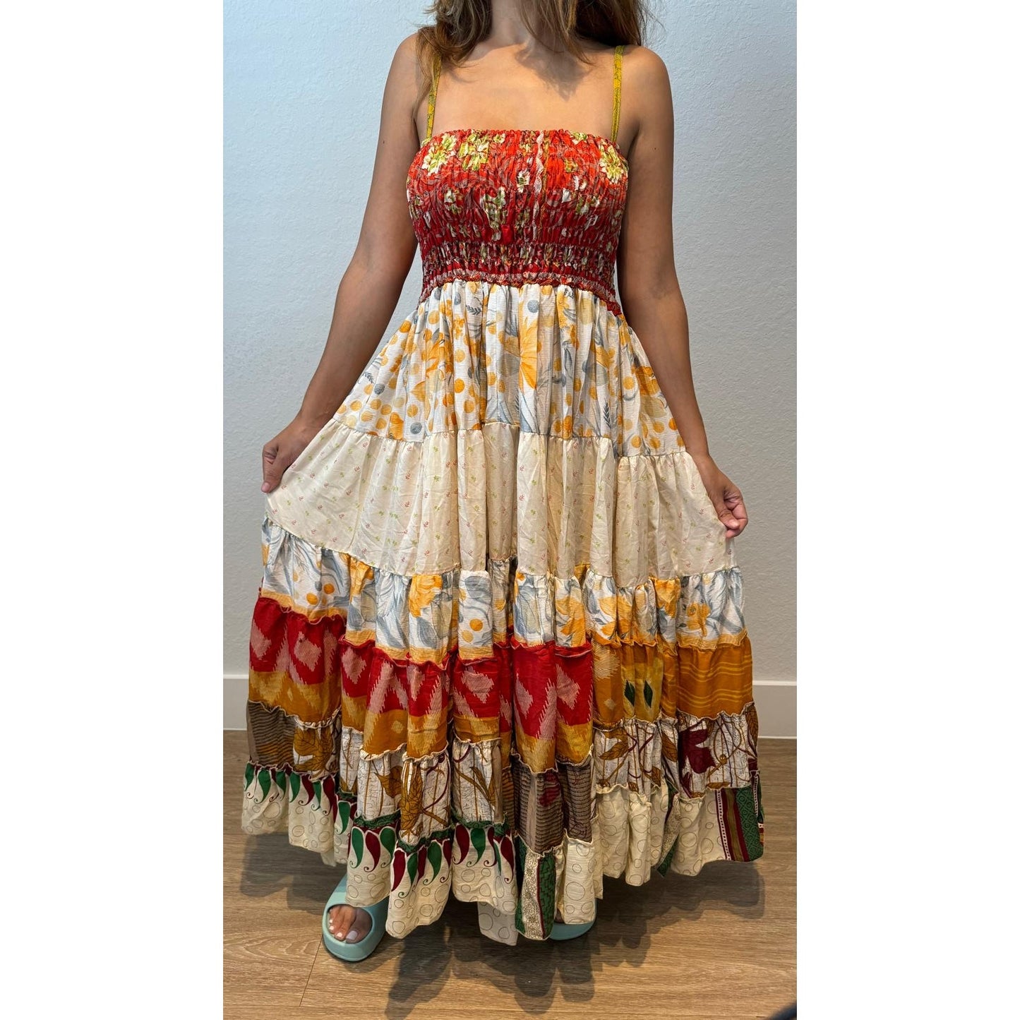 Multi-patch maxi Bohemian Dress