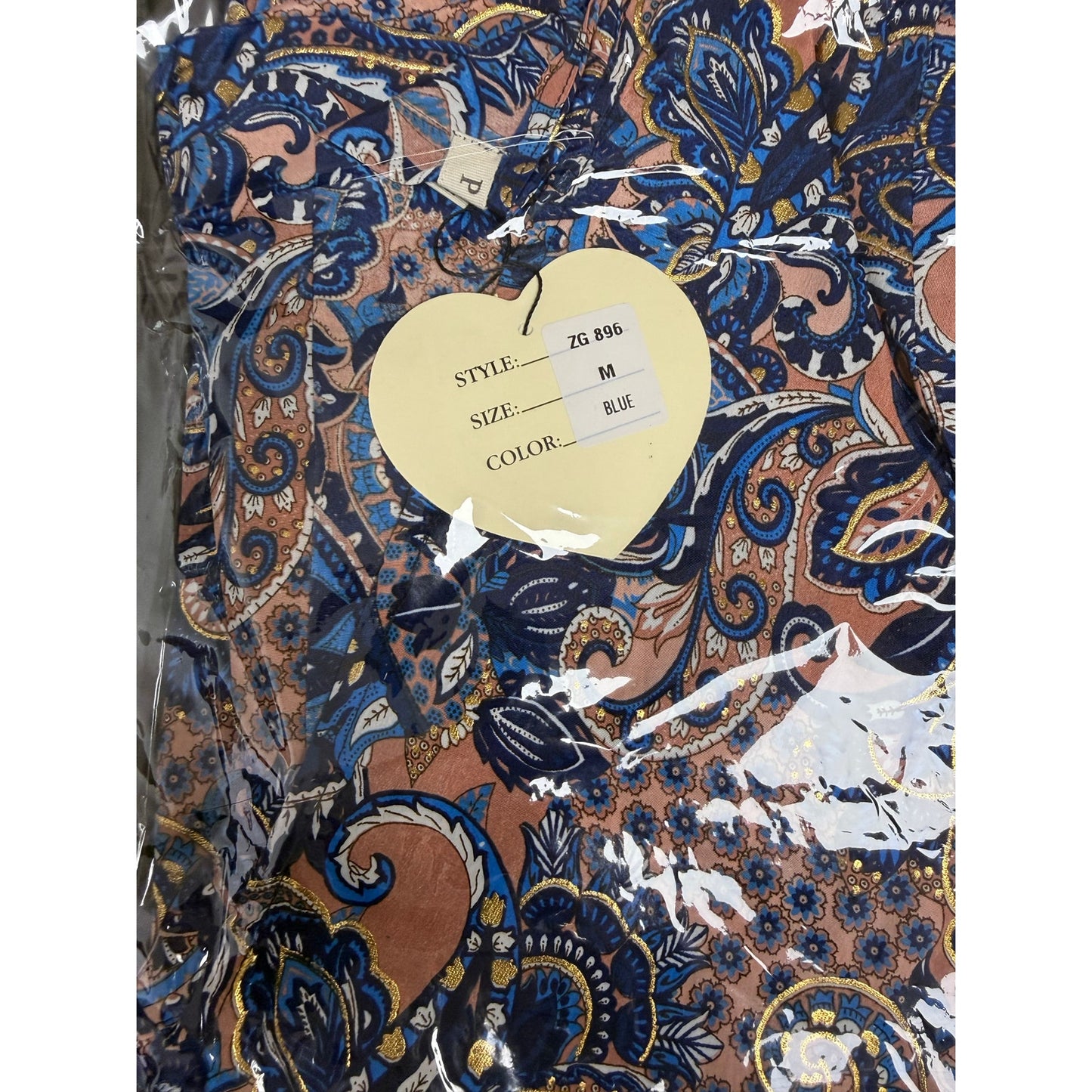 Blue Paisley Open Kaftan Maxi Cover-Up