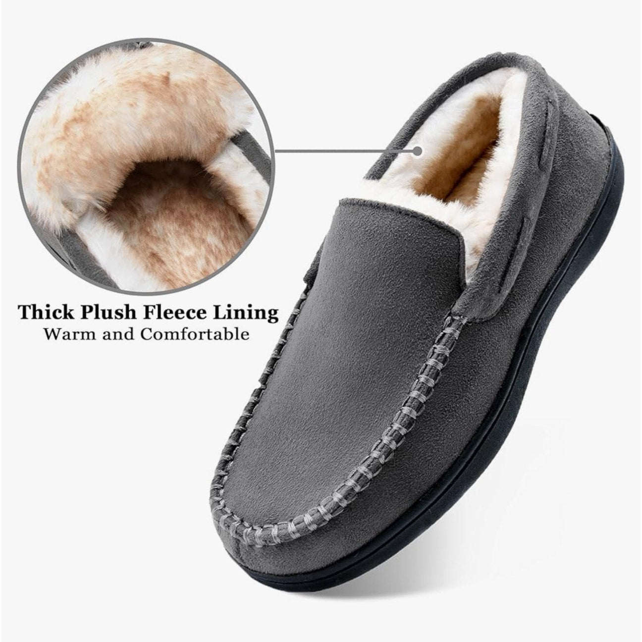 Mens Slippers with Cozy Memory Foam,Warm Moccasin Slippers for Men,Non-Slip